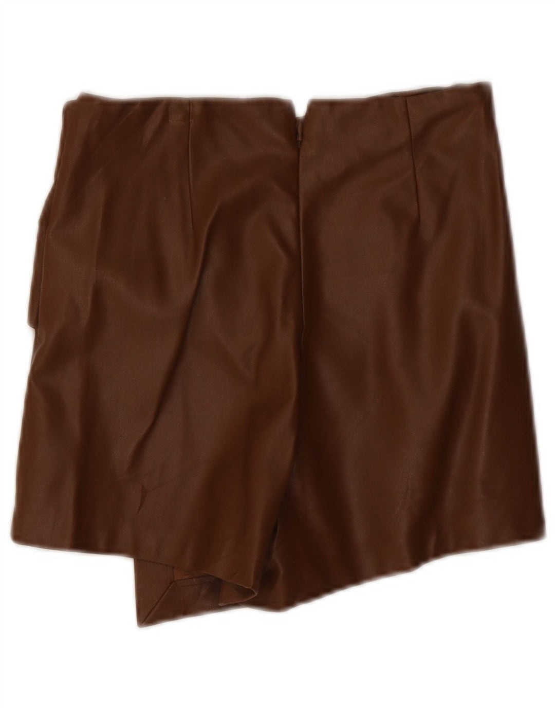 Shorts feminino de couro sintético ZARA XS W25 poliéster marrom