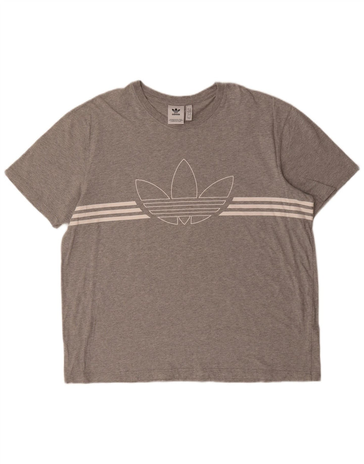 ADIDAS Mens Graphic T-Shirt Top XL Algodão Cinzento