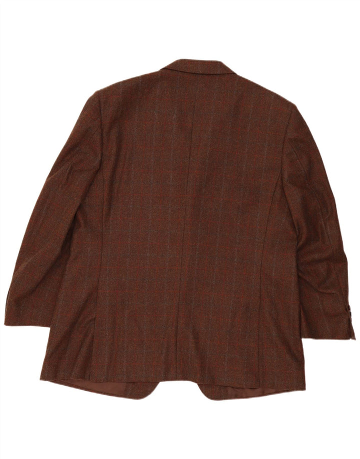 Jaqueta blazer masculina Canali com 3 botões IT 58 4XL marrom xadrez lã