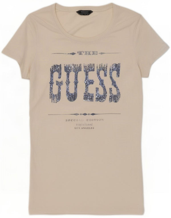 Camiseta feminina Guess com estampa gráfica UK 12 médio branco