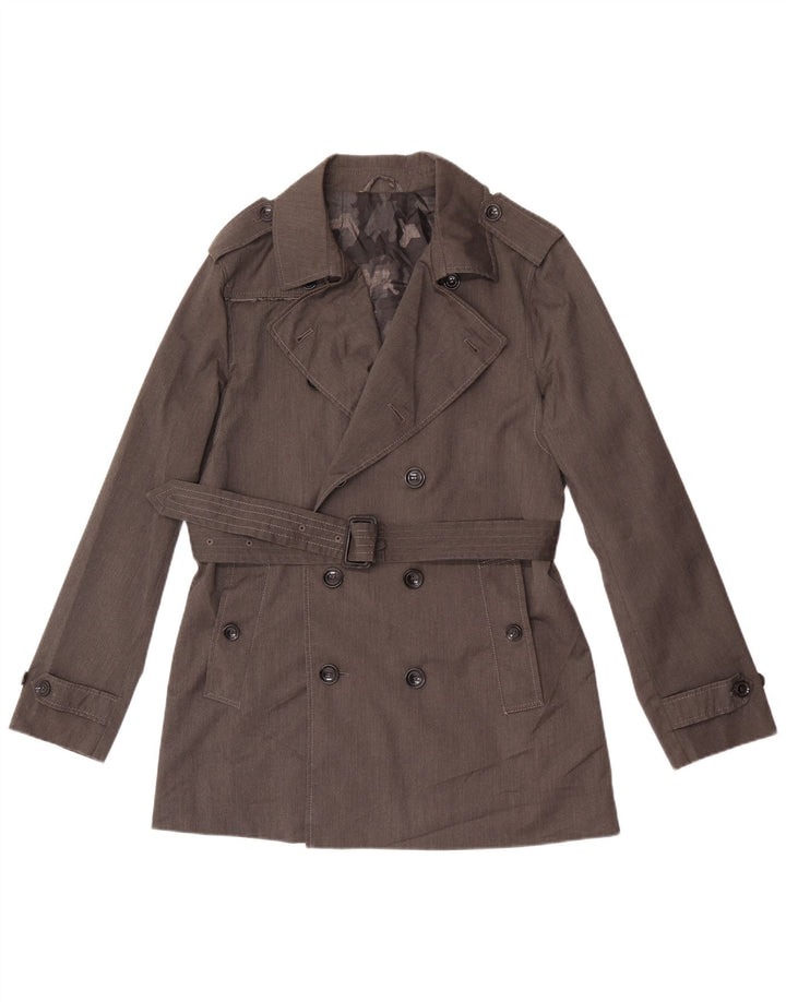 Casaco impermeável masculino vintage UK 36 poliéster cinza pequeno