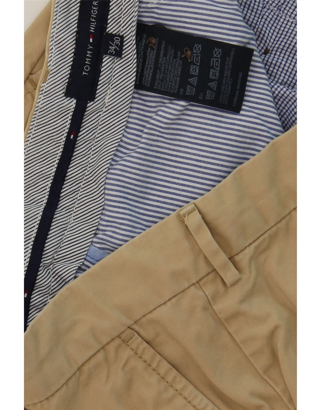 TOMMY HILFIGER Mens Straight Chino Trousers W34 L30 Beige Cotton Vintage Tommy Hilfiger and Second-Hand Tommy Hilfiger from Messina Hembry 