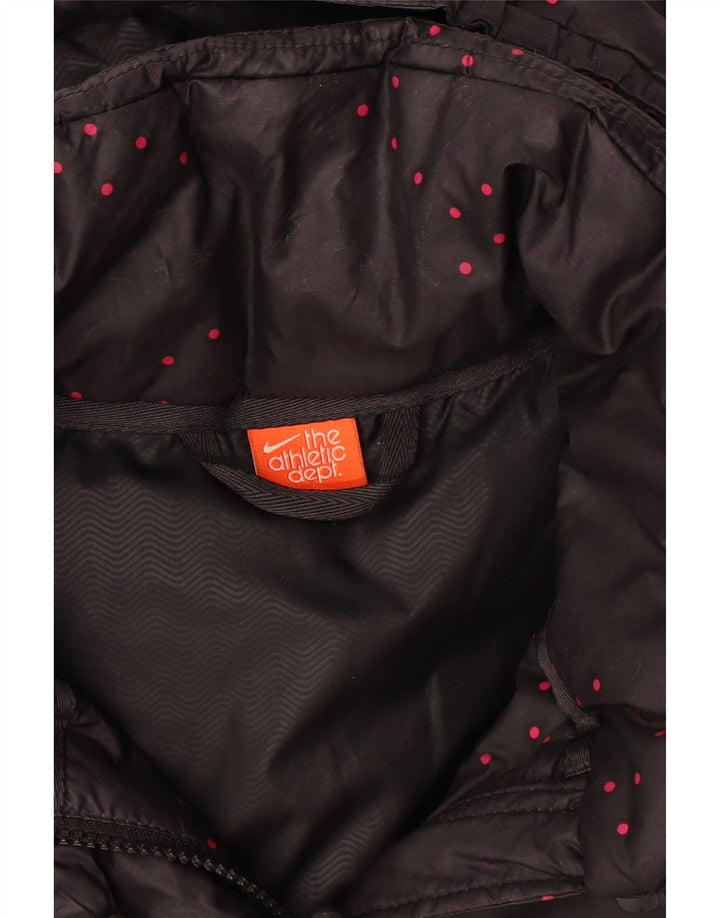 Jaqueta Nike Feminina com Capuz Acolchoado UK 12 Médio Preto Manchado