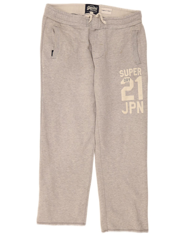 Calça de treino masculina Superdry Graphic Joggers XL cinza manchado de algodão