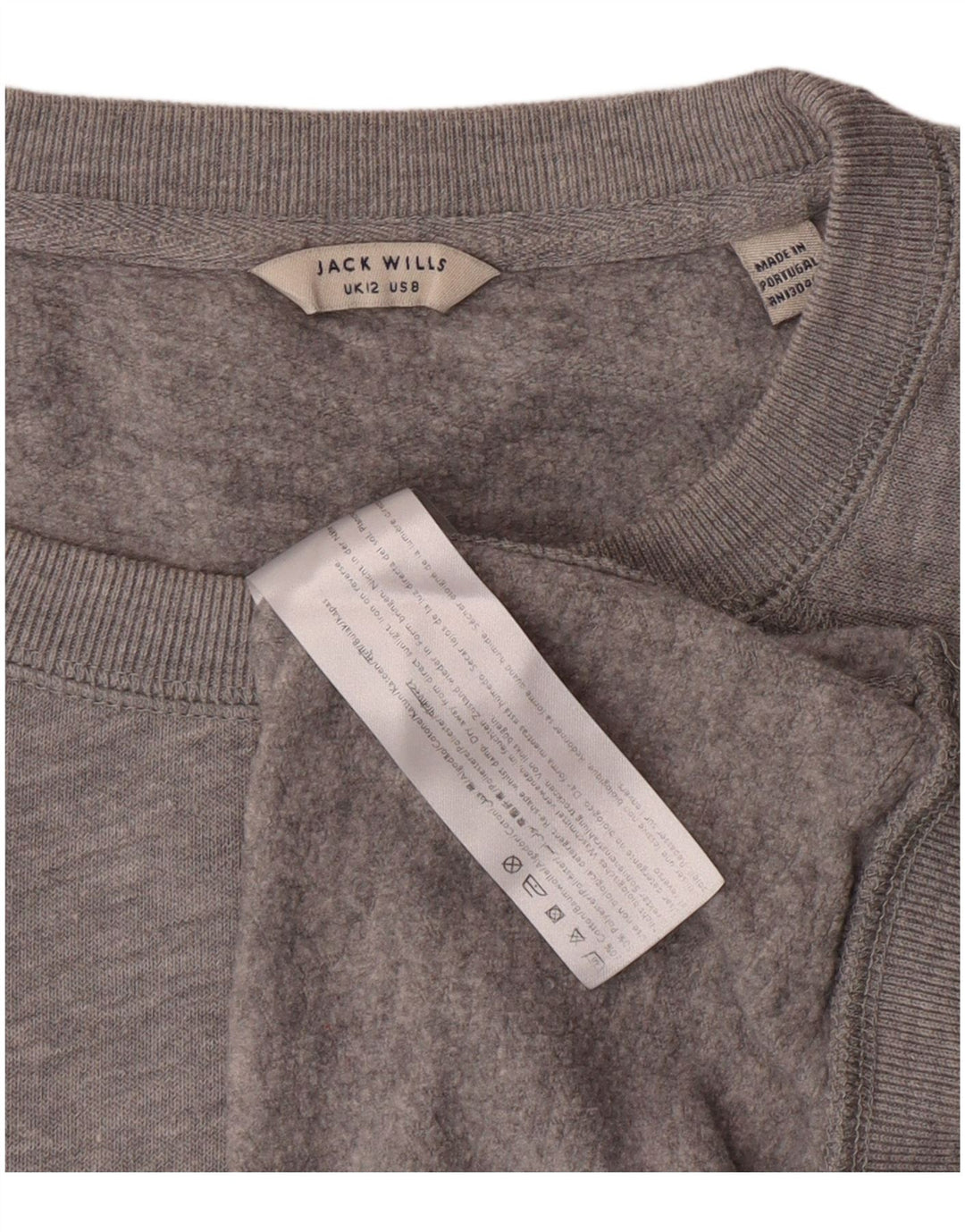 JACK WILLS moletom feminino jumper UK 12 algodão cinza médio