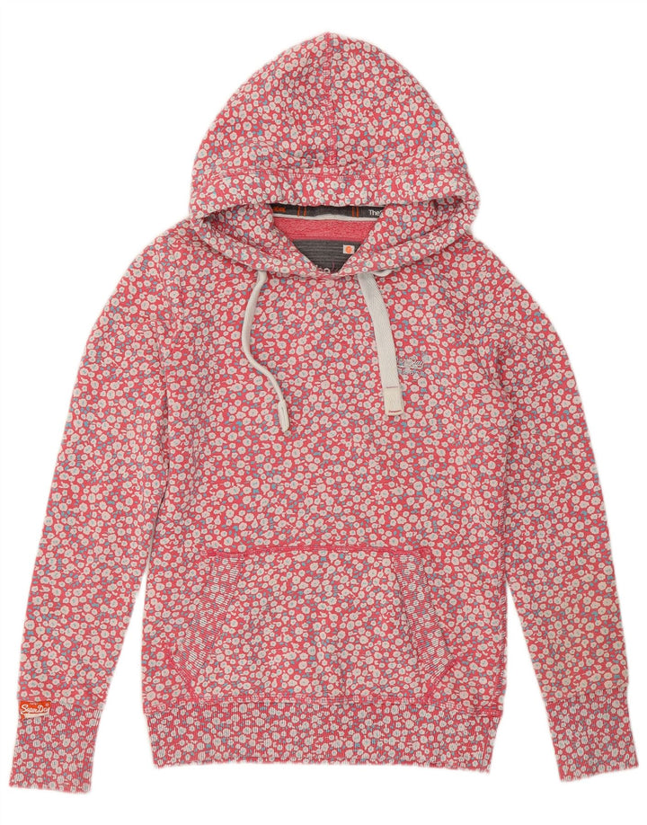 Jumper com capuz feminino SUPERDRY UK 6 XS rosa floral algodão