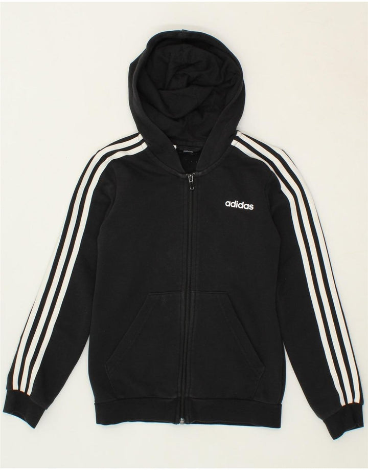 ADIDAS Boys Zip Hoodie Sweater 11-12 Years Black Cotton Vintage Adidas and Second-Hand Adidas from Messina Hembry 