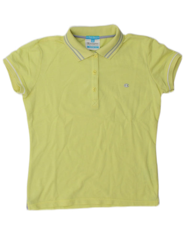 Camisa polo feminina Champion Heritage Fit UK 14 algodão amarelo médio