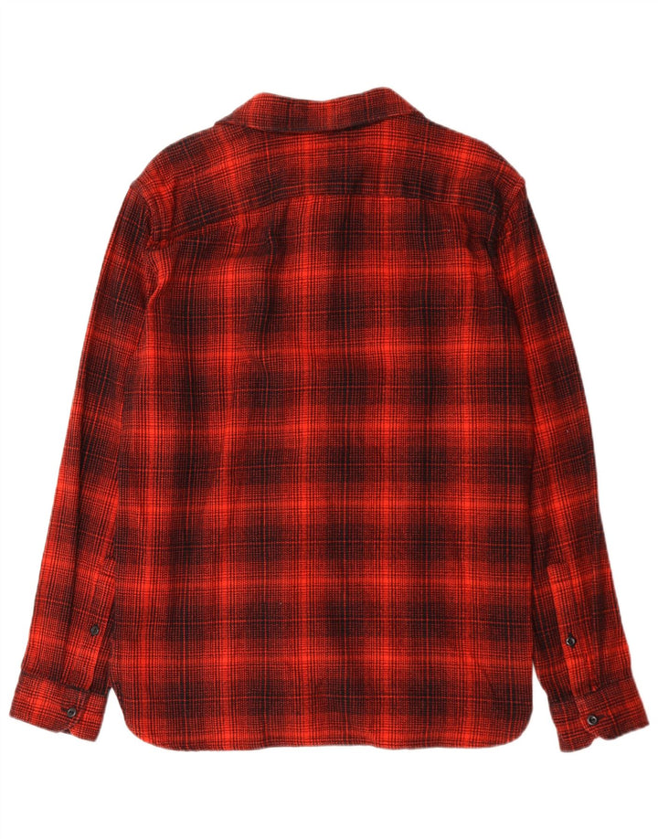 Camisa masculina de flanela padrão LEVI'S de algodão xadrez vermelho médio