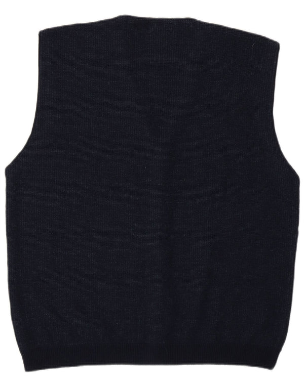 Rodes Mens Sleeveless Cardigan Sweater Medium Navy Blue Fair Isle