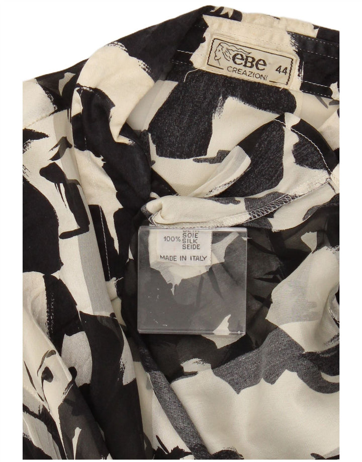 Blusa feminina vintage com estampa abstrata transparente IT 44 médio preto