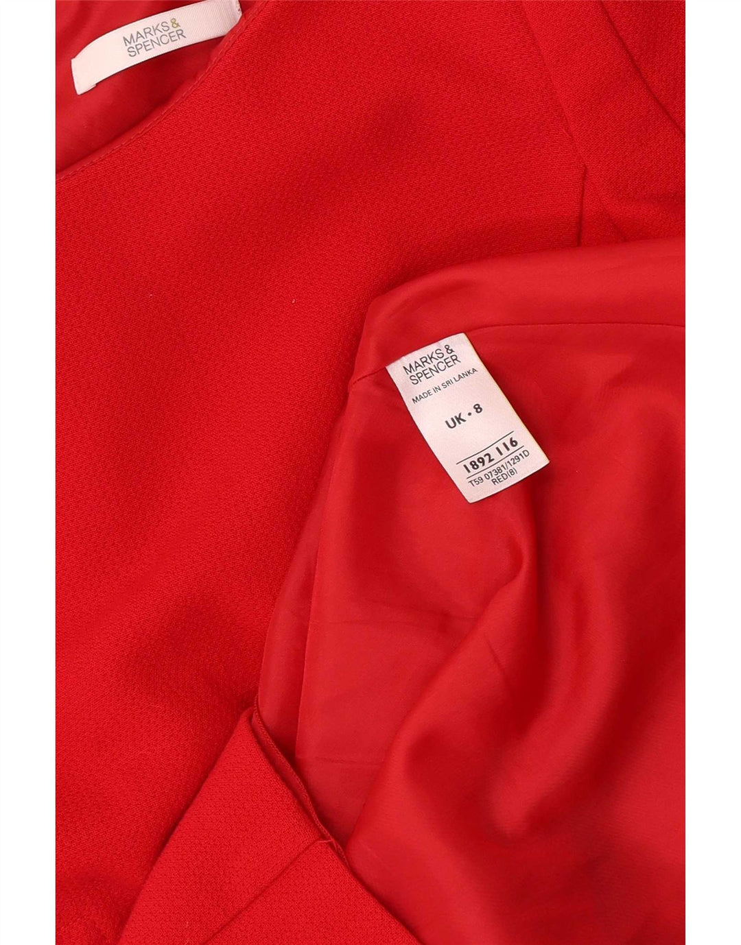 Vestido bainha feminino Marks & Spencer Reino Unido 8 pequeno poliéster vermelho