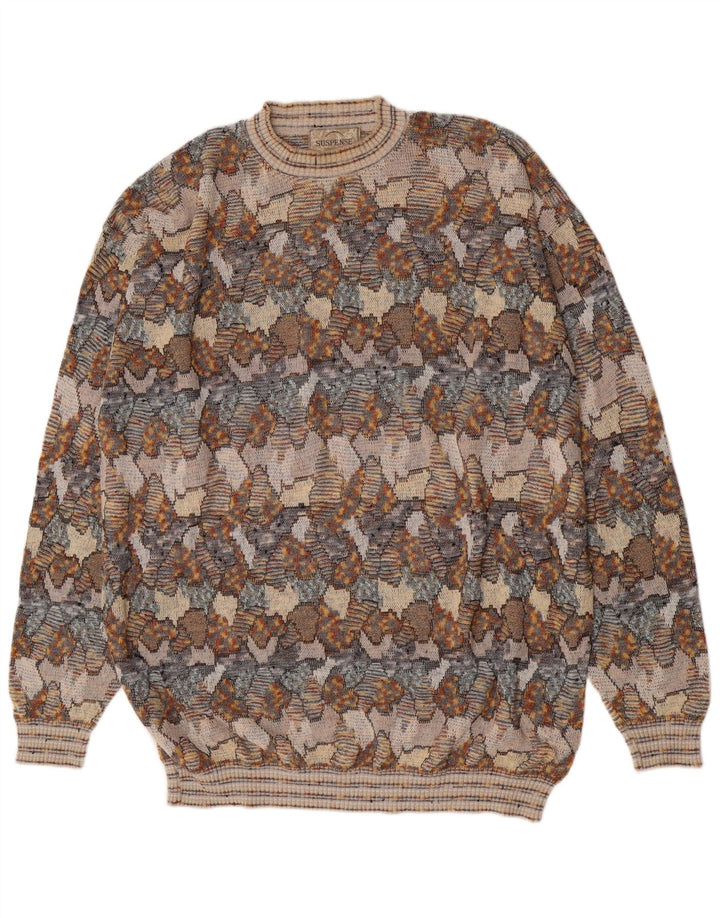 Suspense Suéter masculino com estampa abstrata com gola redonda IT 54 XL cinza