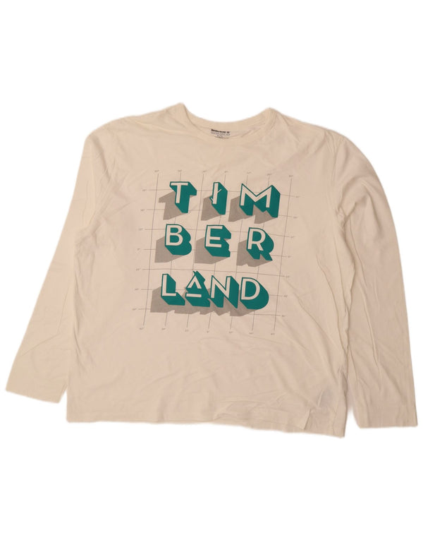 Top gráfico masculino TIMBERLAND manga comprida XL em algodão branco