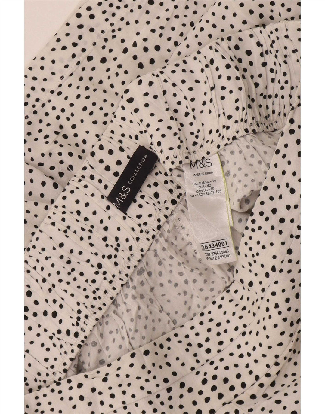 Shorts feminino Marks & Spencer Reino Unido 14 grande viscose manchada branca