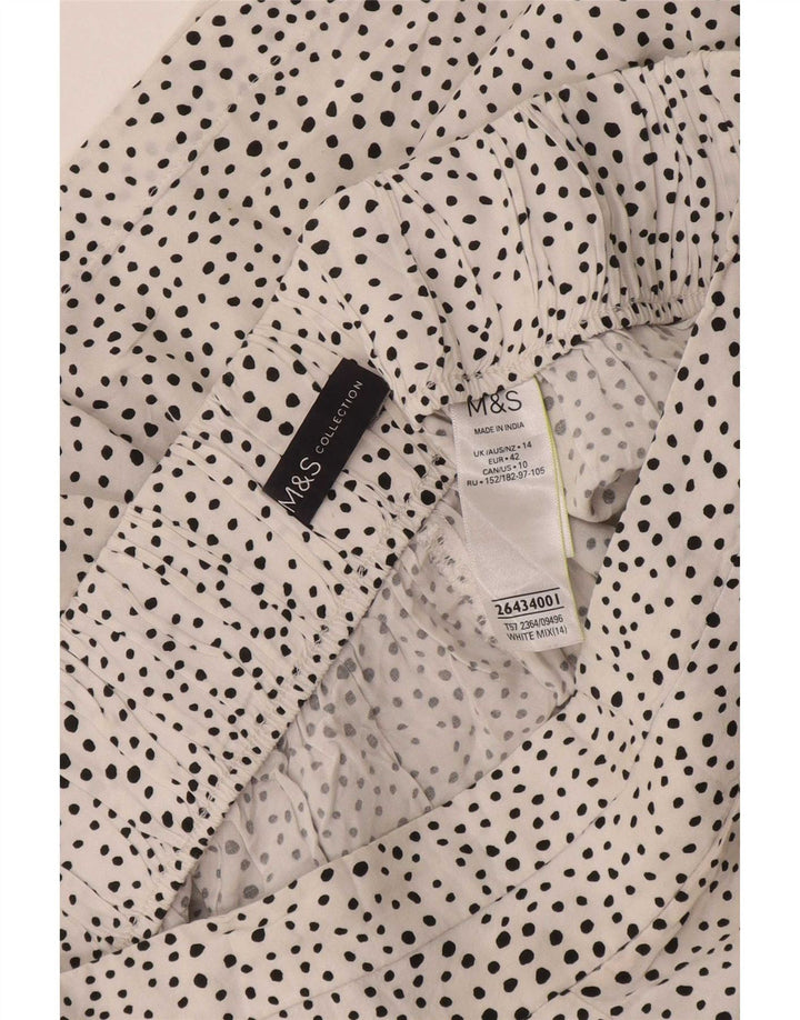 Shorts feminino Marks & Spencer Reino Unido 14 grande viscose manchada branca