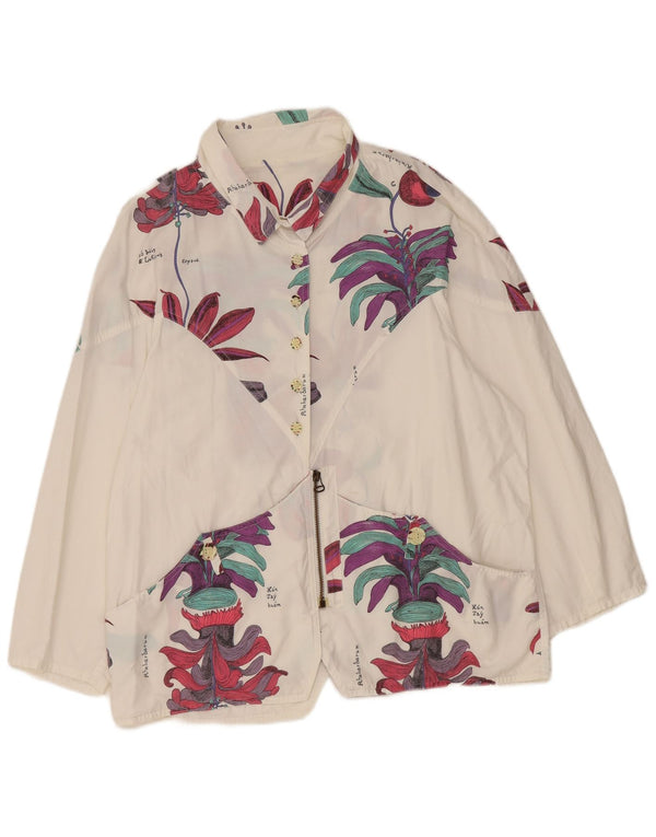 Jaqueta bomber feminina Chervo de ajuste solto IT 46 grande algodão floral branco