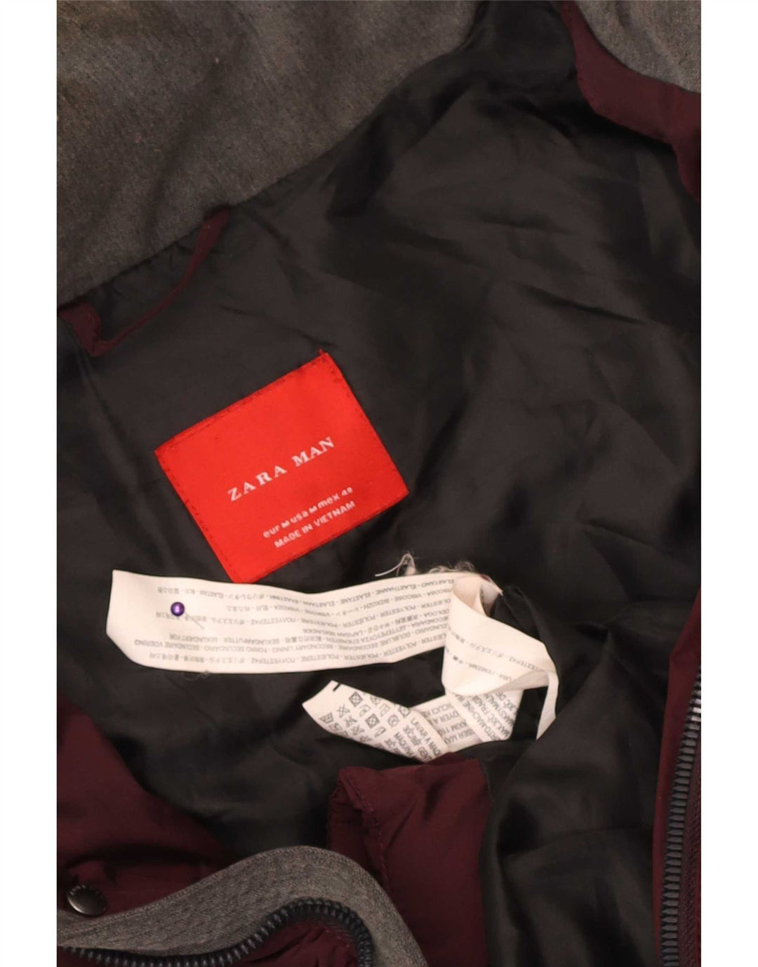 Jaqueta acolchoada masculina Zara UK 38 poliéster marrom médio
