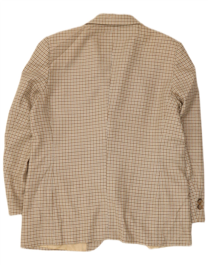 Luisa Spagnoli Jaqueta blazer feminina de 2 botões IT 48 XL Bege Houndstooth