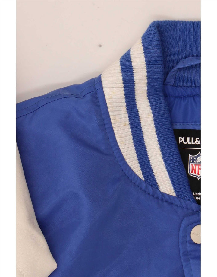 Pull & Bear Masculino Los Angeles Rams Varsity Jacket UK 38 Médio Azul Esportes
