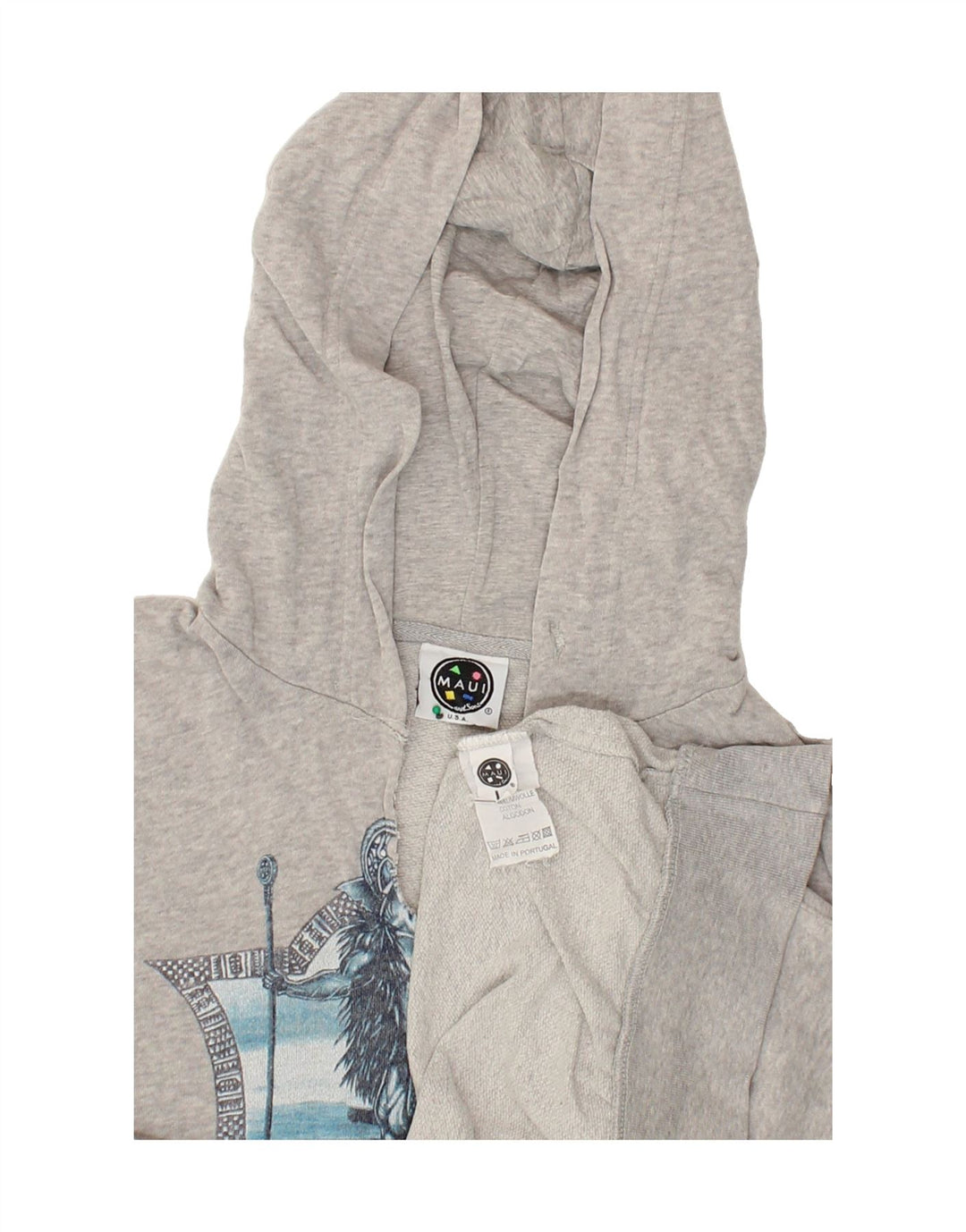 MAUI AND SONS Mens Graphic Hoodie Jumper XL Grey Cotton Vintage Maui and Sons and Second-Hand Maui and Sons from Messina Hembry 