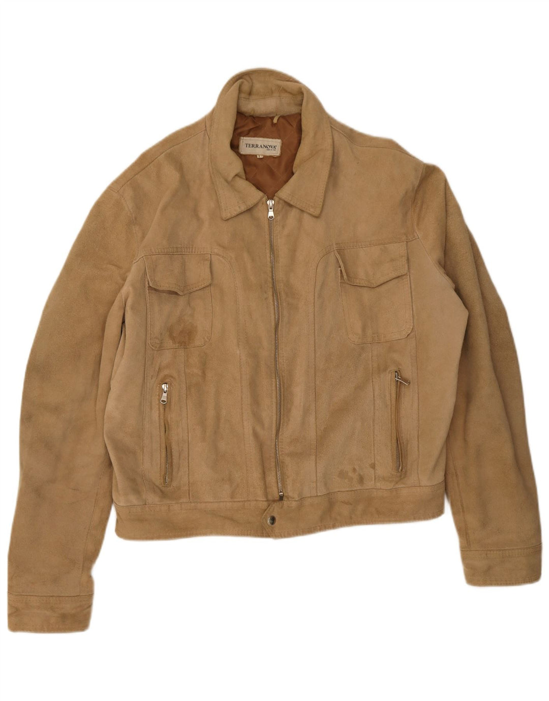 Terranova Mens Bomber Suede Jacket UK 40 Grande Bege