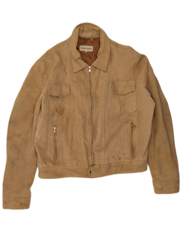 Terranova Mens Bomber Suede Jacket UK 40 Grande Bege