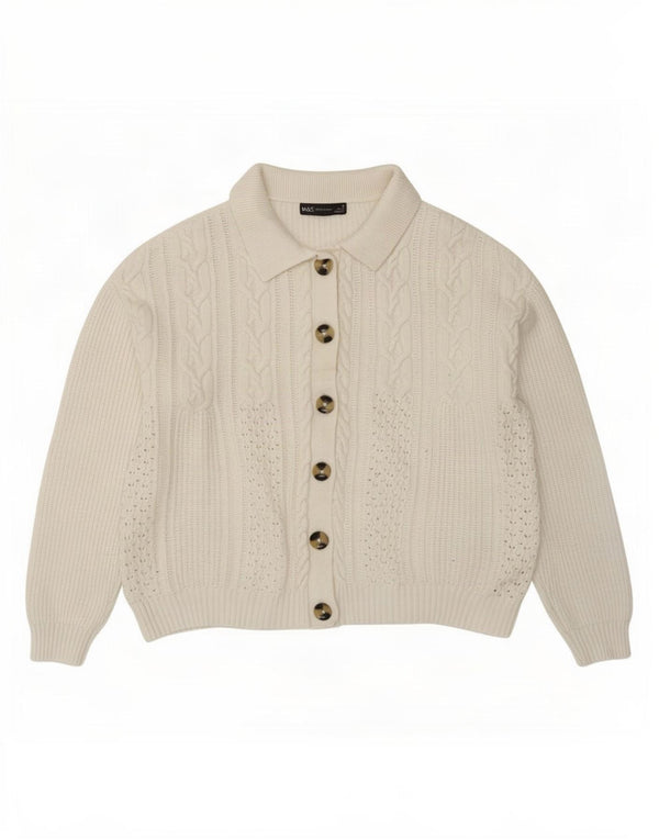 Marks & Spencer Womens Cardigan Sweater UK 14 Medium White Viscose