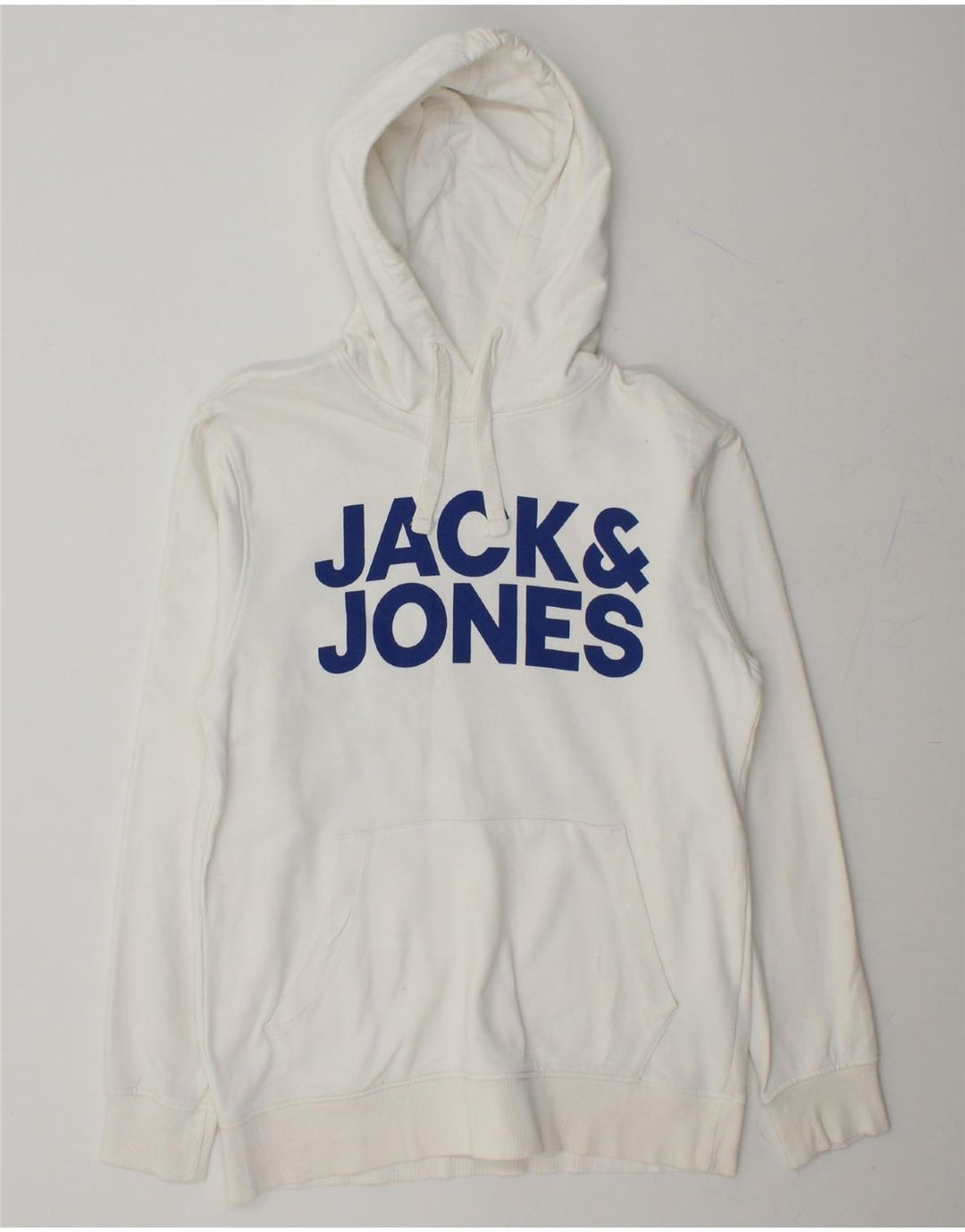 JACK & JONES Mens Graphic Hoodie Jumper Large White Cotton Vintage Jack & Jones and Second-Hand Jack & Jones from Messina Hembry 