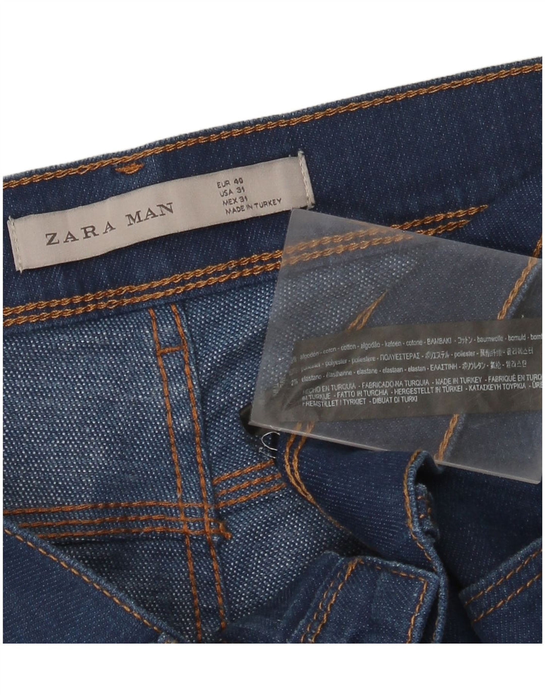 Zara Mens Slim Jeans EU 40 Médio W31 L31 Azul Marinho Algodão