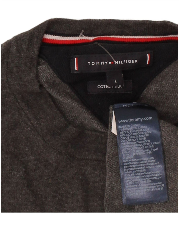 Suéter masculino TOMMY HILFIGER com gola redonda, grande algodão cinza