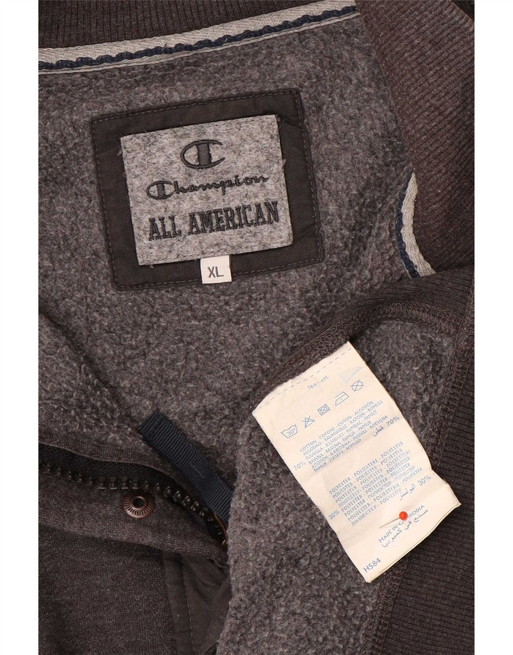 Champion masculino 1/4 zip moletom jumper XL cinza algodão