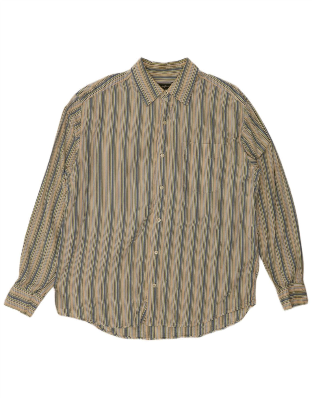 Camisa masculina de flanela EDDIE BAUER grande algodão listrado multicolorido
