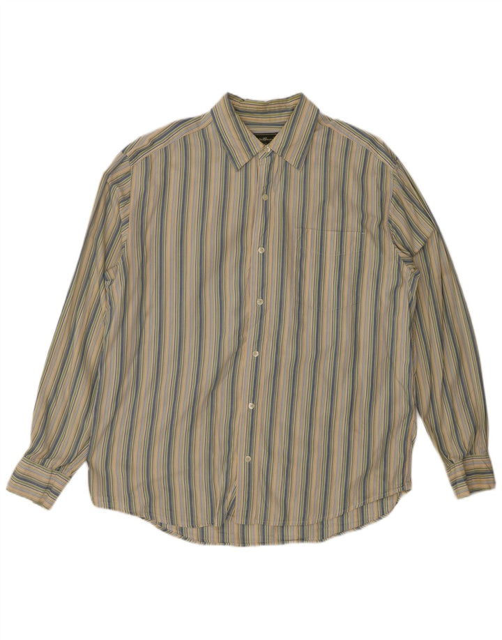 Camisa masculina de flanela EDDIE BAUER grande algodão listrado multicolorido