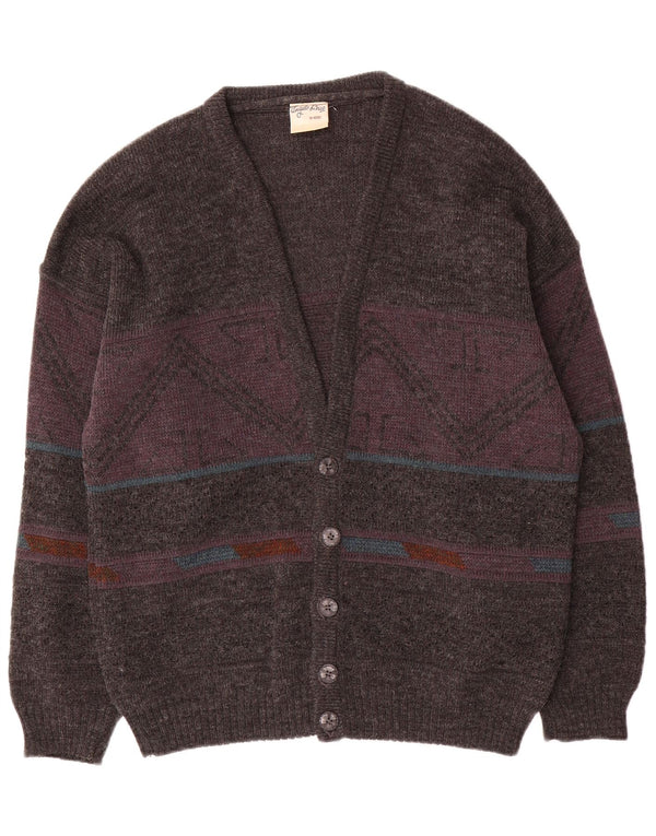 Angelo Litrico Suéter Cardigan Masculino UE 48/50 Acrílico Geométrico Cinza Médio