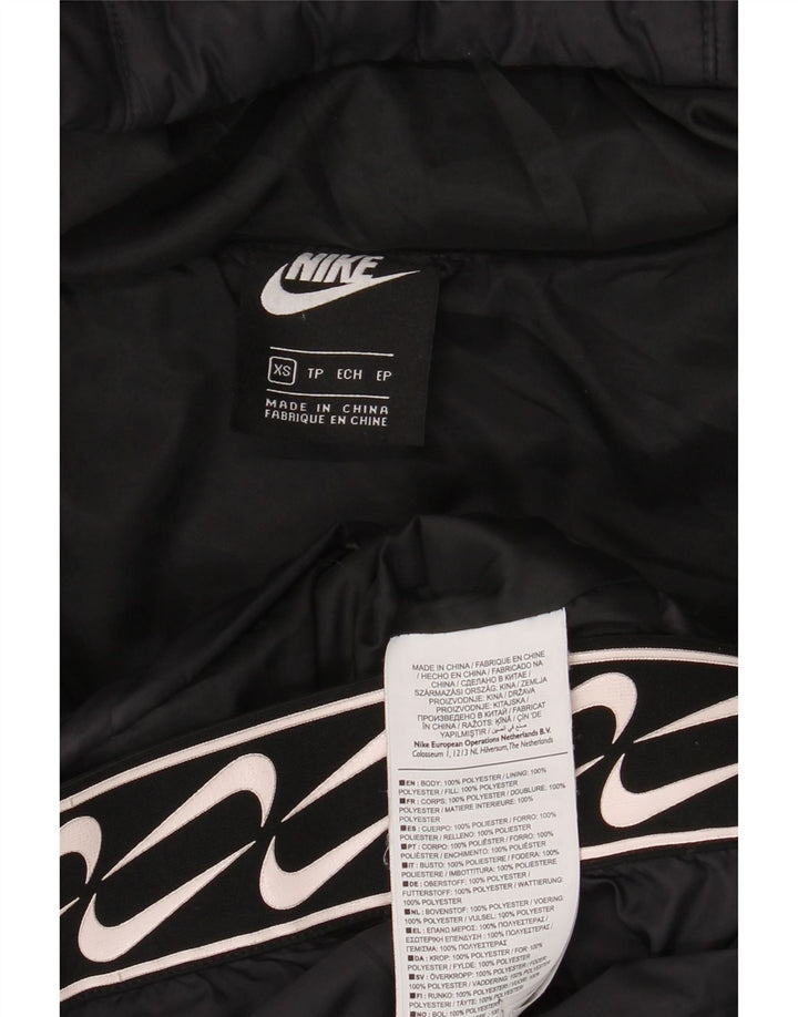 Jaqueta acolchoada com capuz gráfico feminino Nike UK 6 XS preto poliéster