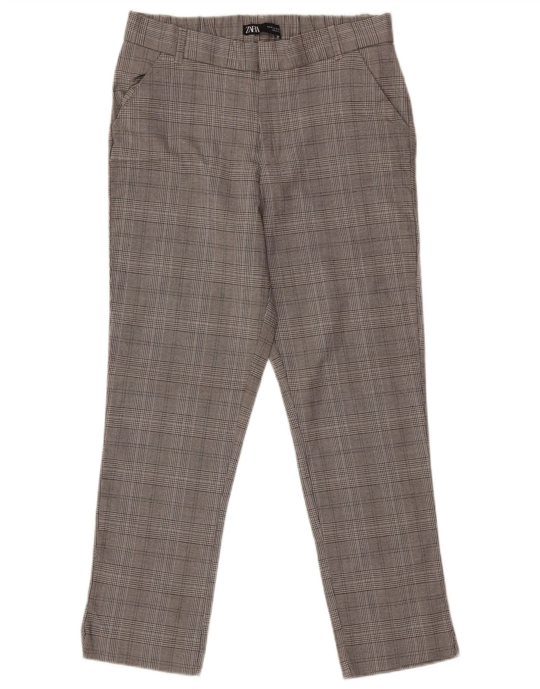 Zara Calça Chino Feminina Reta Médio W28 L26 Cinza Houndstooth