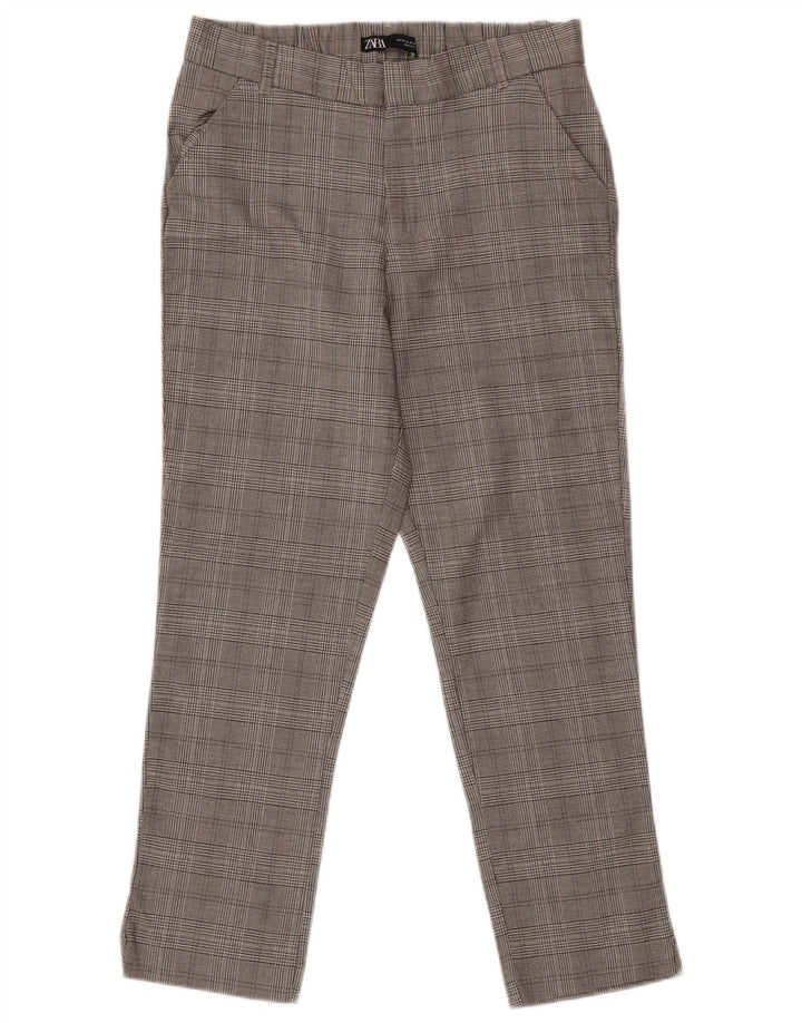 Zara Calça Chino Feminina Reta Médio W28 L26 Cinza Houndstooth