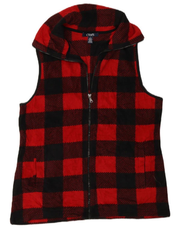 Chaps Womens Fleece Gilet UK 14 Médio Vermelho Gingham Poliéster