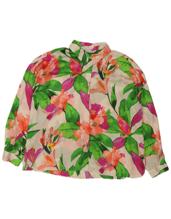 Zara blusa feminina oversized UK 16 grande floral multicolorida
