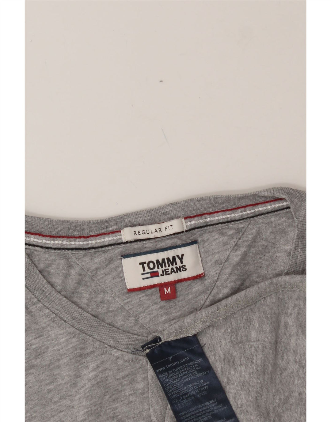TOMMY HILFIGER Mens Regular Fit T-Shirt Top Medium Grey Cotton Vintage Tommy Hilfiger and Second-Hand Tommy Hilfiger from Messina Hembry 