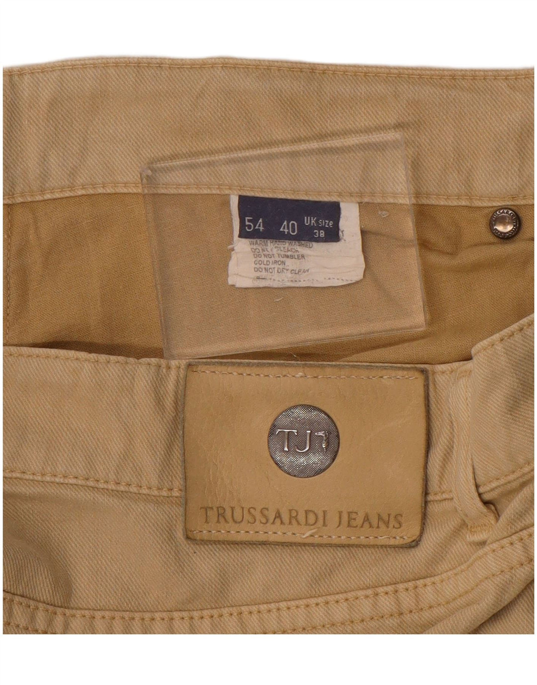 Calça masculina reta casual TRUSSARDI W38 L29 algodão bege