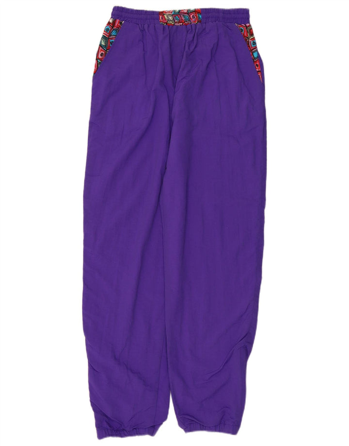 Calça de treino feminina VINTAGE Joggers UK 14 Médio Roxo Geométrico