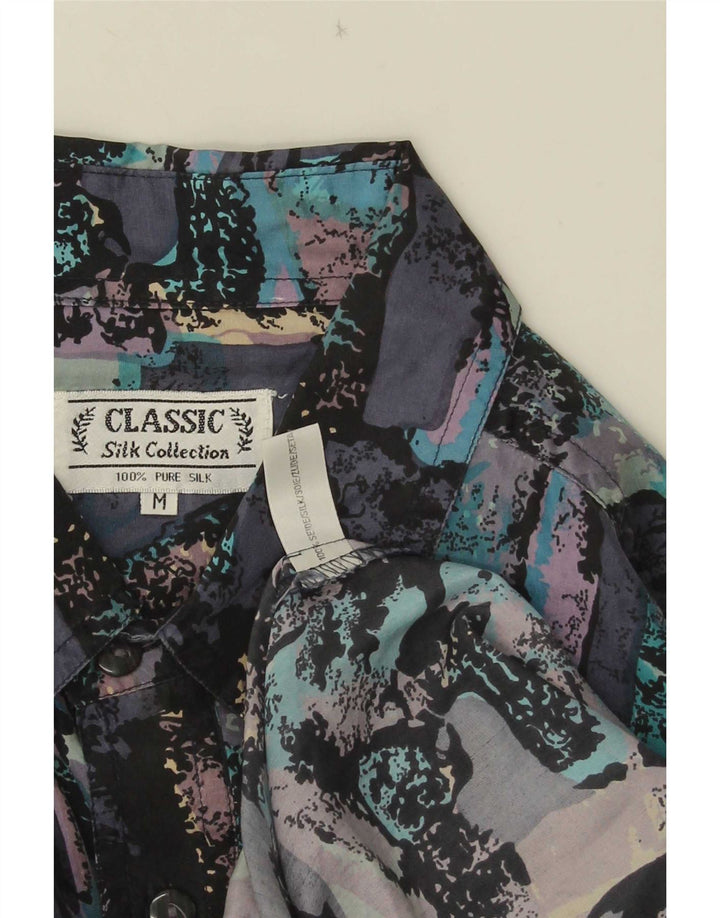 CLASSIC Masculino Abstrato Padrão Camisa Manga Curta Média Seda Multicolorida