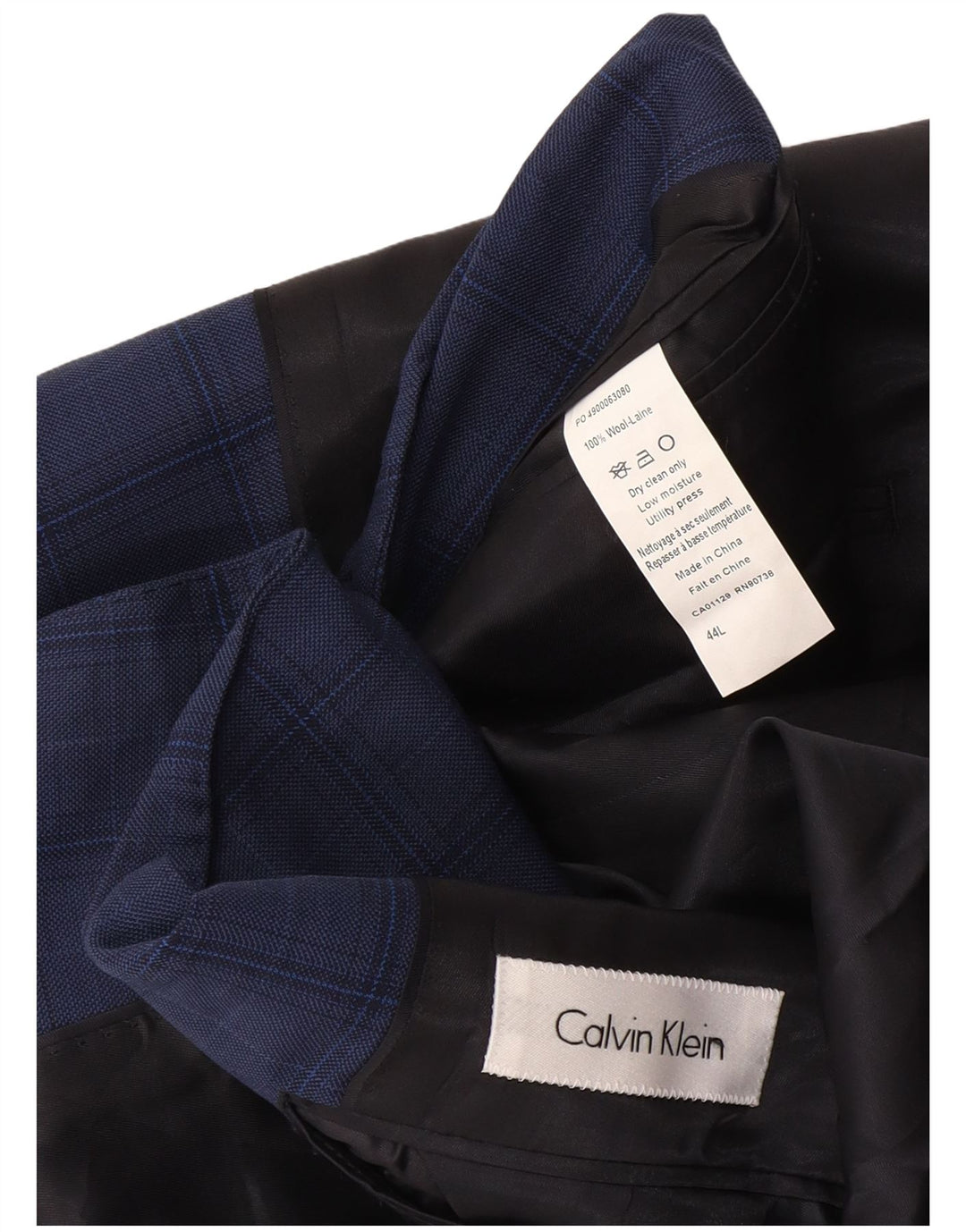 Jaqueta Blazer Masculina Calvin Klein Jeans com 2 Botões Reino Unido 44 2XL Lã Xadrez Azul