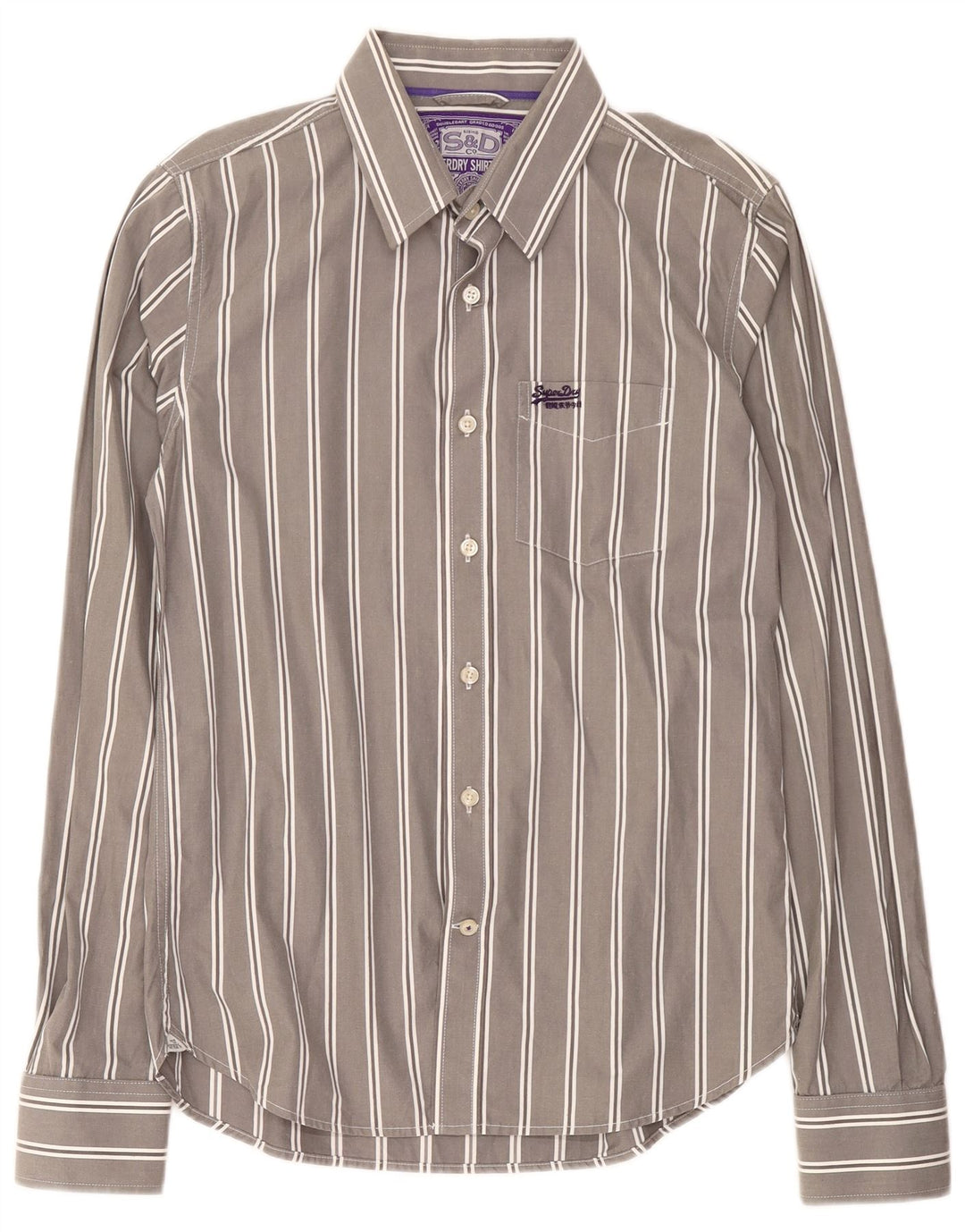 Camisa masculina Superdry XL listrada cinza algodão
