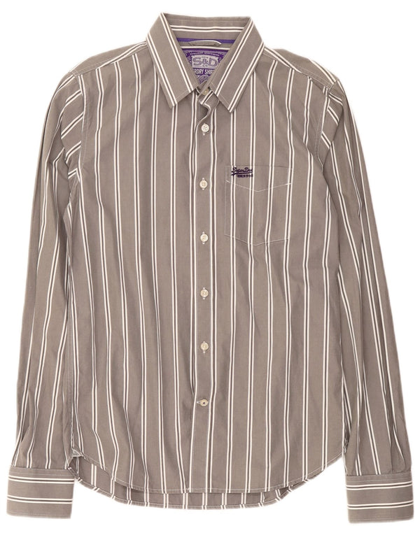 Camisa masculina Superdry XL listrada cinza algodão