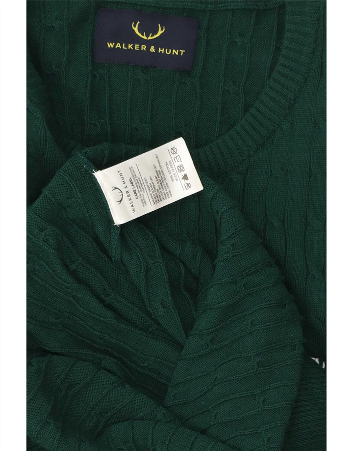 Suéter vintage masculino com gola redonda, algodão verde médio