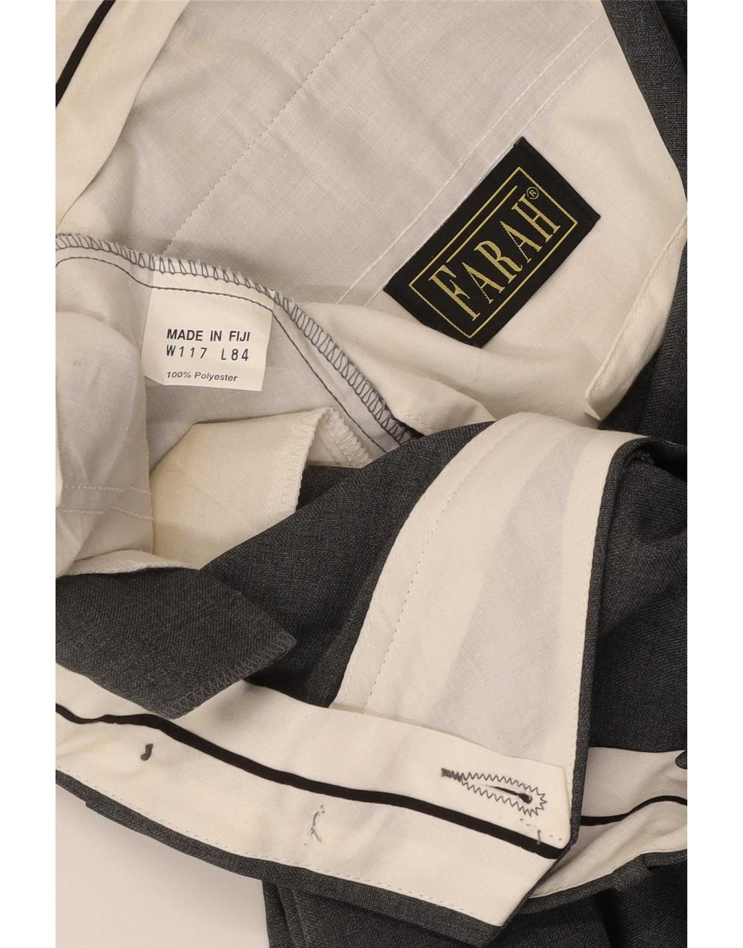 Farah Calça masculina de terno W40 L26 Poliéster cinza