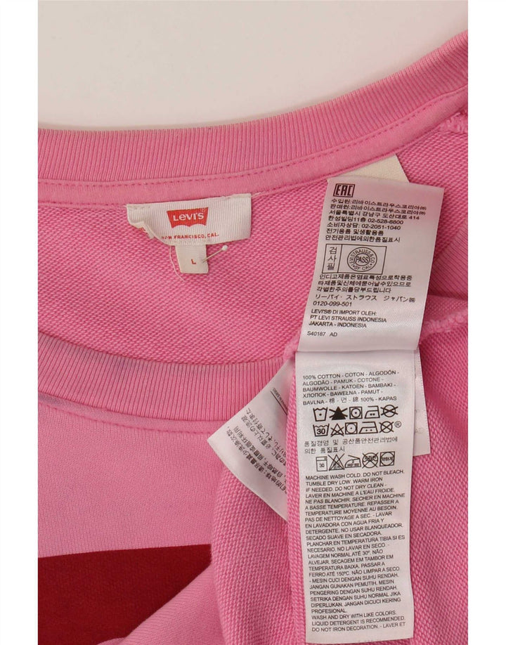 Moletom feminino Levi's com estampa oversized, Reino Unido 16, grande, rosa, algodão